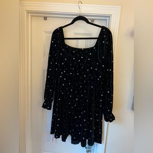 Cider long sleeve velvet dress black